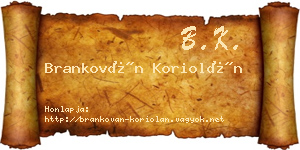 Brankován Koriolán névjegykártya